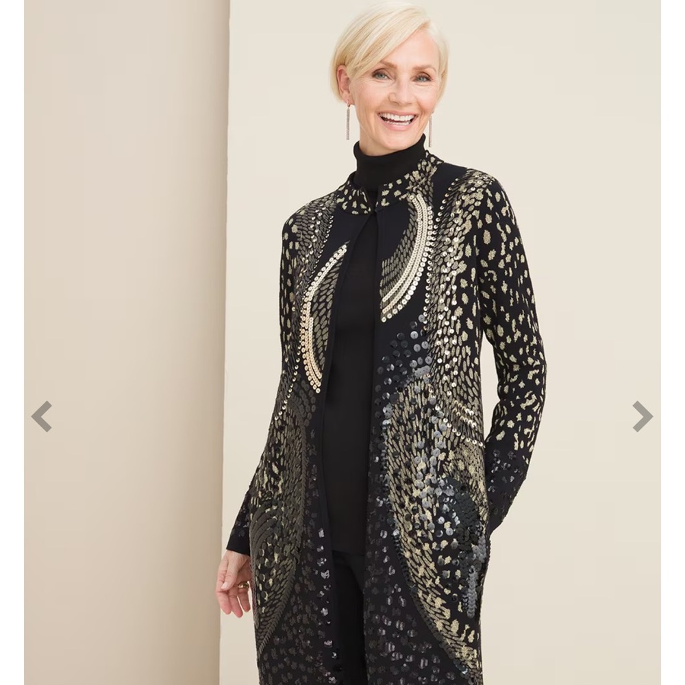 Elegant Black and Gold beaded cardigan